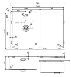 Pure.Sink Exclusive Stainless Steel Sink with Draining Area 78x52 cm Tapwing left PEX4078LT-02