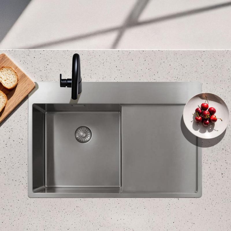 Pure.Sink Exclusivo Stainless Steel Sink with Draining Area 78x52 cm Tapwing left PEX4078LT-02