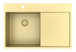 Pure.Sink Exclusivo Gold sink with drainer 78x52 cm Tapwing left PEX4078LT-60