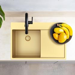 Pure.Sink Exclusivo Gold sink with drainer 78x52 cm Tapwing left PEX4078LT-60