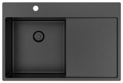 Pure.Sink Exclusive Gun Metal sink with draining area 78x52 cm Tapwing left PEX4078LT-61