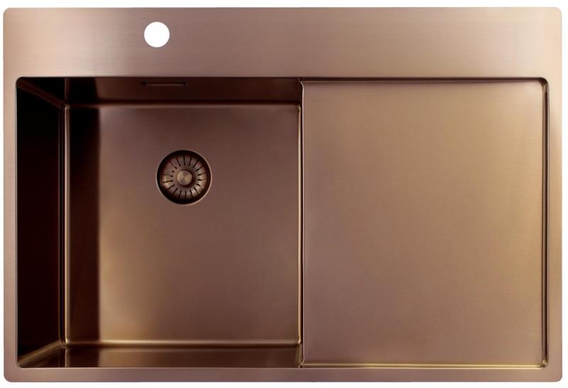 Pure.Sink Exclusivo Copper Sink with Draining Area 78x52 cm Left Tapwing PEX4078LT-62