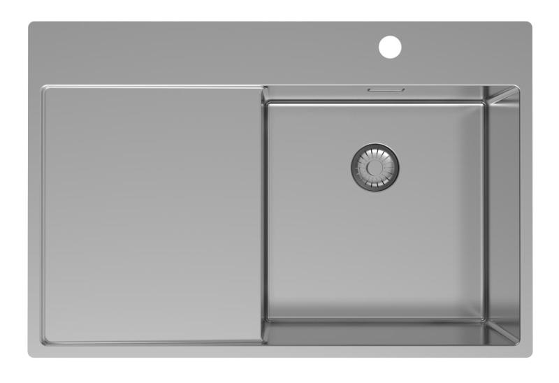 Pure.Sink Exclusivo stainless steel sink with draining area 78x52 cm Tapwing right PEX4078RT-02