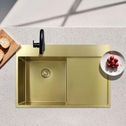 Pure.Sink Exclusivo Gold sink with draining area 78x52 cm Tapwing right PEX4078RT-60
