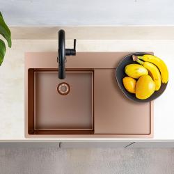Pure.Sink Exclusive Copper sink with draining area 78x52 cm Tapwing right PEX4078RT-62