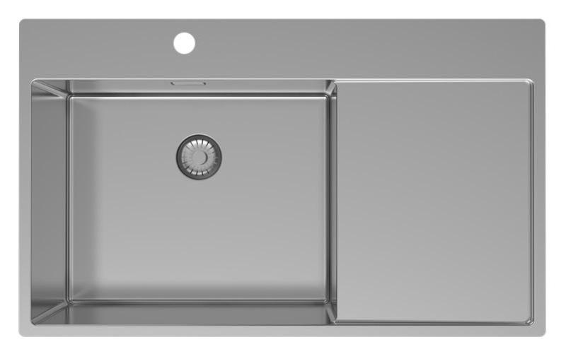 Pure.Sink Exclusivo stainless steel sink with drainer 86x52 cm Tapwing left PEX5086LT-02