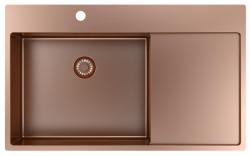 Pure.Sink Exclusive Copper sink with drainer 86x52 cm Tapwing left PEX5086LT-62