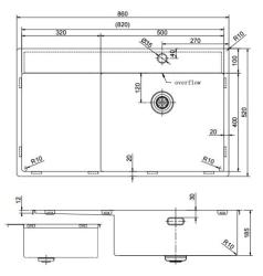 Pure.Sink Exclusive RVS sink with drainer 86x52 cm Tapwing right PEX5086RT-02