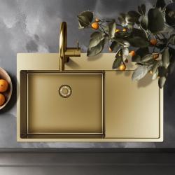 Pure.Sink Exclusive Gold sink with drainer 86x52 cm Tapwing right PEX5086RT-60