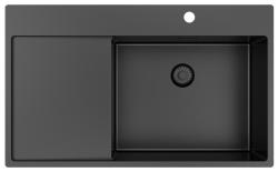 Pure.Sink Exclusive Gun Metal sink with draining area 86x52 cm Tapwing right PEX5086RT-61