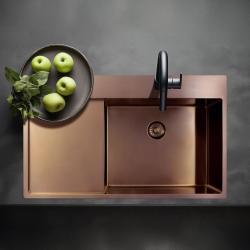 Pure.Sink Exclusivo Copper sink with drainer 86x52 cm Tapwing right PEX5086RT-62