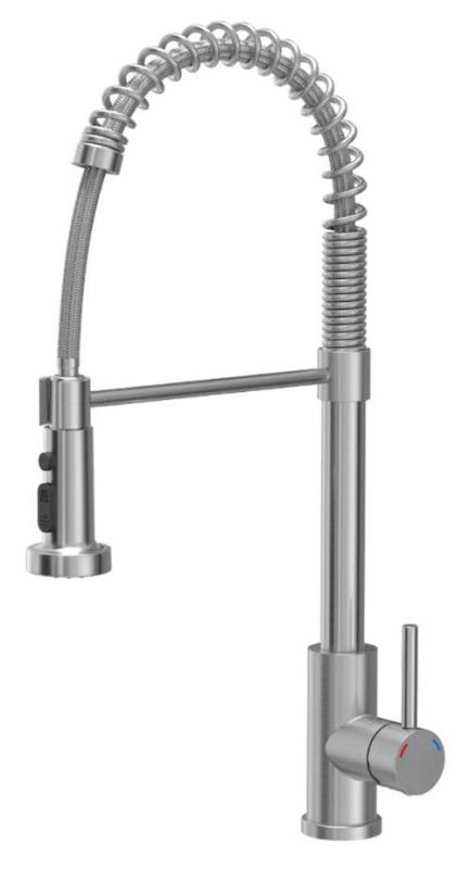 Quadri Redwick stainless steel kitchen mixer tap with semi-flexible spout and shower with 2 jet types plus water stop function 1208971411