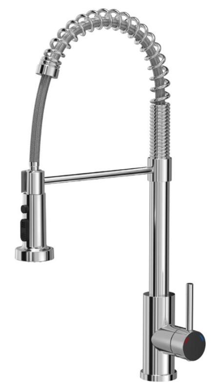 Quadri Redwick kitchen mixer tap Chrome with semi-flexible spout and shower with 2 jet types plus water stop function 1208971412