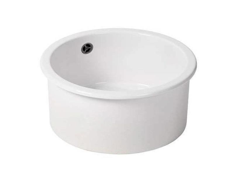 Ausmann Ceramic Ember Ceramic White Round Top Mount and Under Mount Sink with Gun Metal Plug 1208971463
