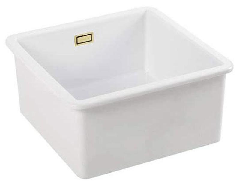 Ausmann Ceramic Ember Ceramic White Square Sink Top Mount and Undermount 40 x 40 cm with Golden Plug 1208971481