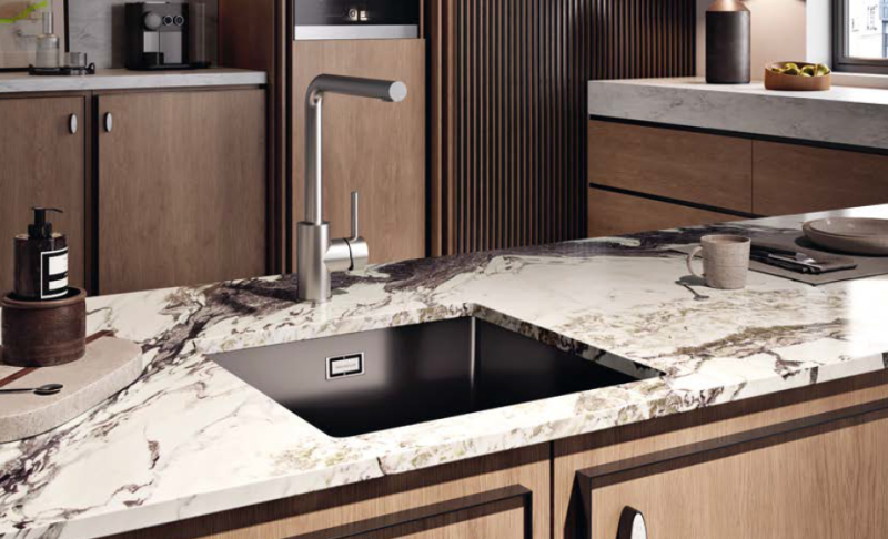 Ausmann Ceramic Ember Ceramic Mat Black Square Sink Top Mount and Undermount 40 x 40 cm with Copper Plug 1208971487