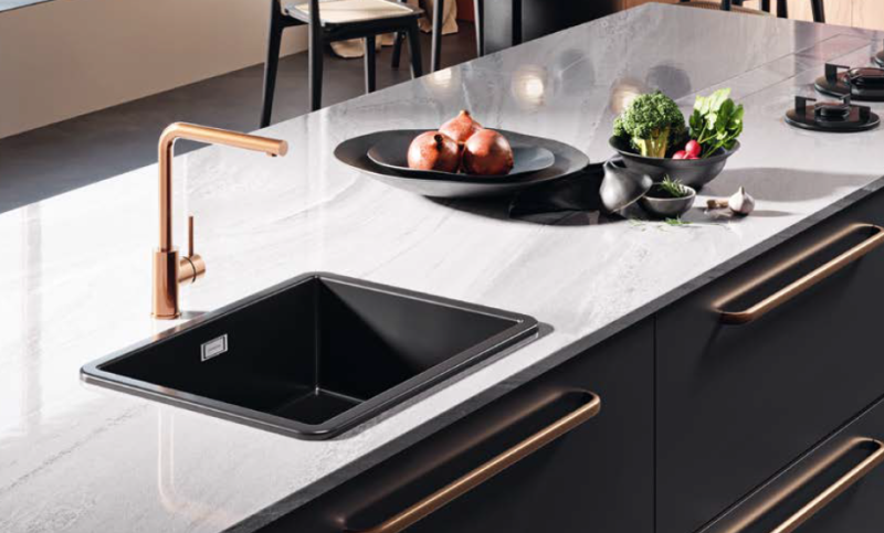 Ausmann Ceramic Ember Ceramic Mat Black Square Built-in and Undermount Sink 40 x 40 cm with Gun Metal Plug 1208971488