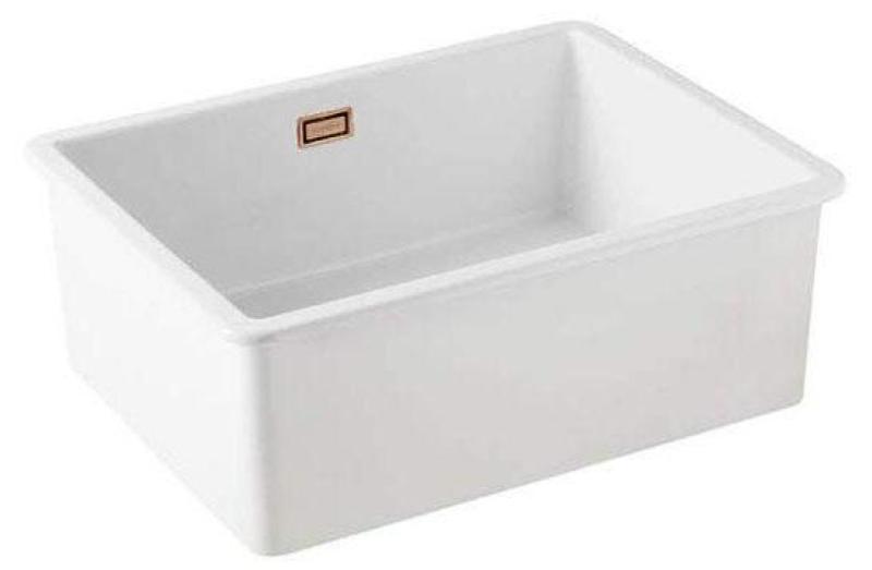 Ausmann Ceramic Ember Ceramic White Sink - Top Mount and Undermount 54 x 40 cm with Copper Plug 1208971492