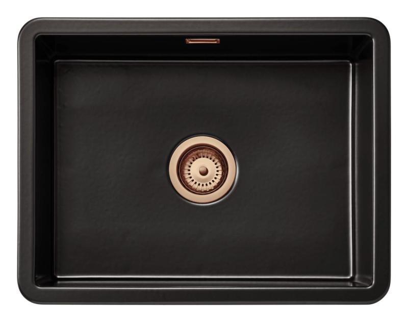 Ausmann Ceramic Ember Ceramic Mat Black Sink - Top Mount and Undermount 54 x 40 cm with Copper Plug 1208971497