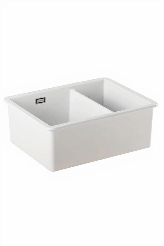 Ausmann Ceramic Ember Ceramic White One and a Half Bowl Sink Overmount and Undermount 535 x 400 mm with Copper Plugs 1208971507