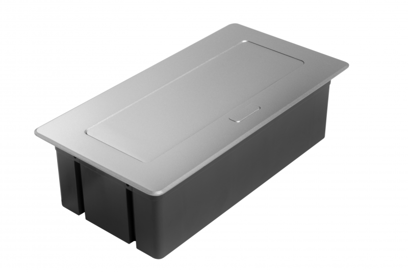 Furniture socket MULTISOFT, 2xSHUKO, USB A+C, RJ45, HDMI cable 1.5 m, aluminum