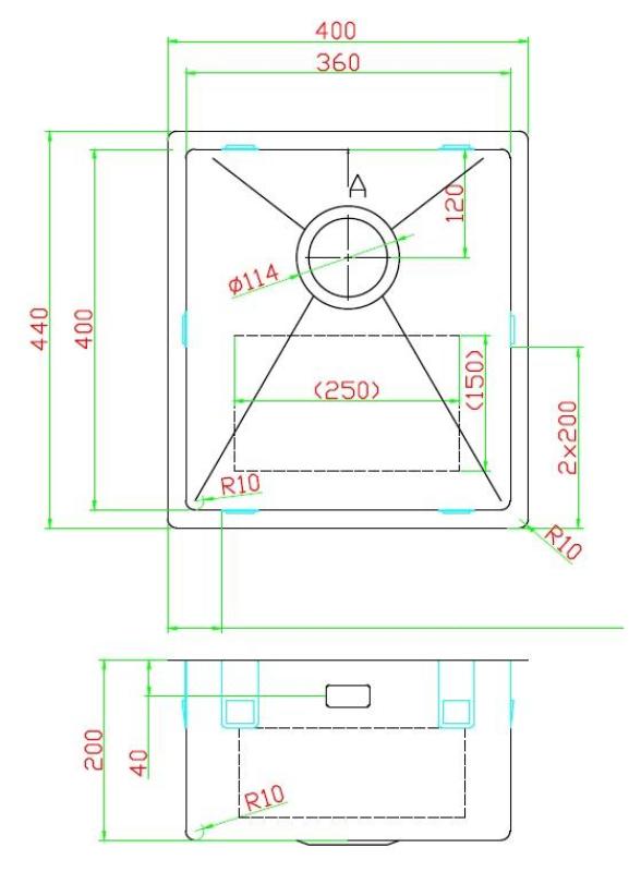 Pure.Sink Luxion stainless steel sink 36x40 cm undermount, flush mount, and top mount PLX3640-02
