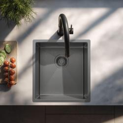 Pure.Sink Luxion Gunmetal sink, 36x40 cm, undermount, flush-mount, and top-mount PLX3640-61
