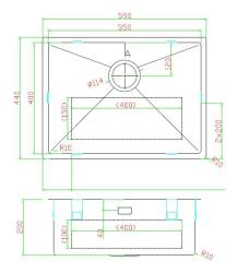 Pure.Sink Luxion stainless steel sink 55x40 cm undermount, flush mount, and top mount PLX5540-02