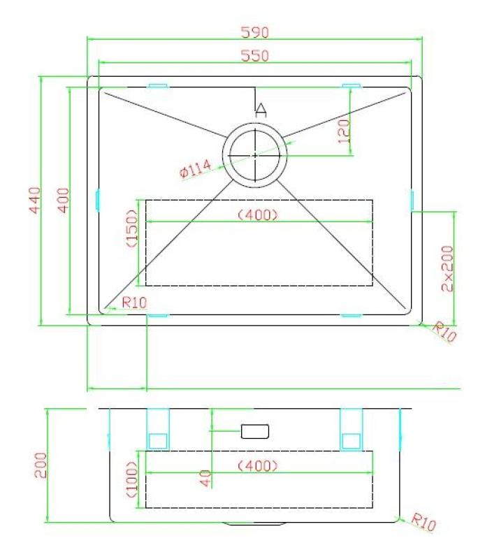 Pure.Sink Luxion stainless steel sink 55x40 cm undermount, flush mount, and top mount PLX5540-02