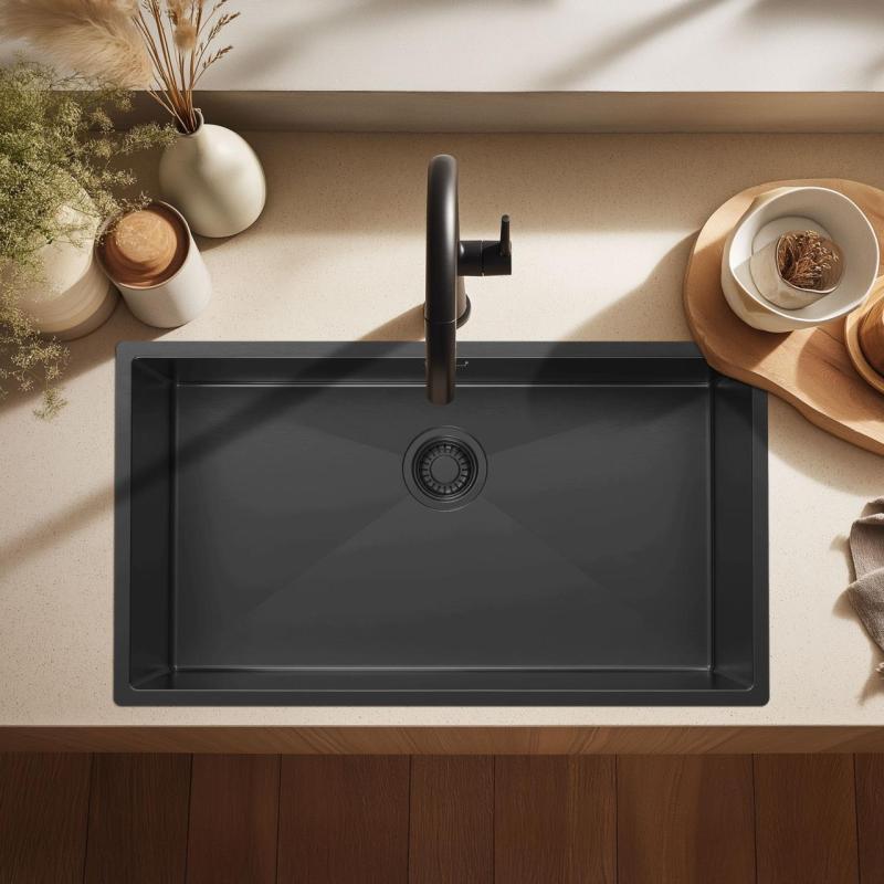 Pure.Sink Luxion Large PVD Black sink 74x40 cm undermount, flush mount, and top mount PLX7440-63