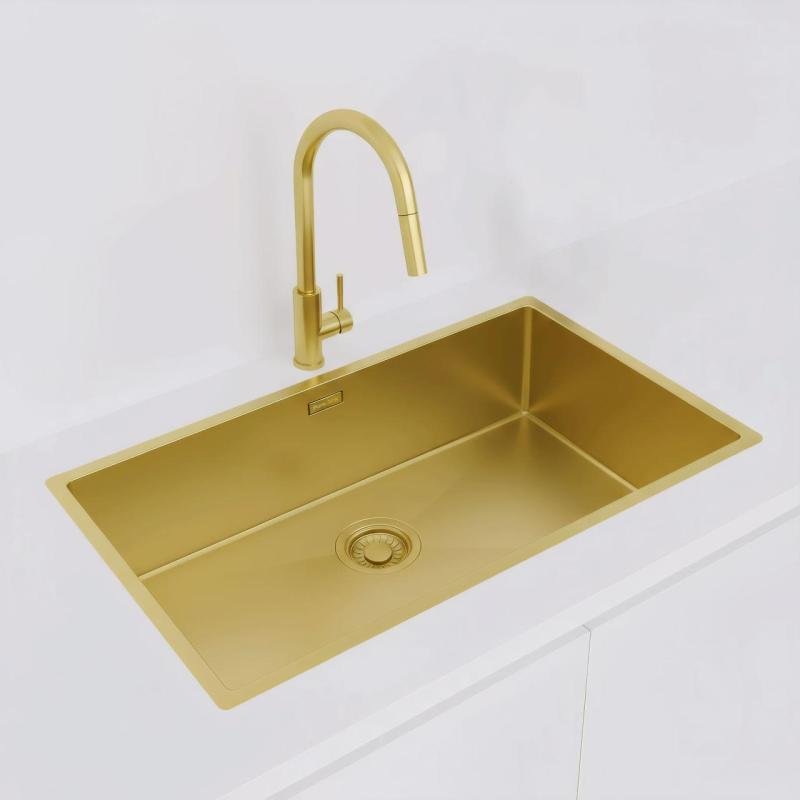 Pure.Sink Luxion Large gold sink 74x40 cm undermount, flush mount, and surface mount PLX7440-60