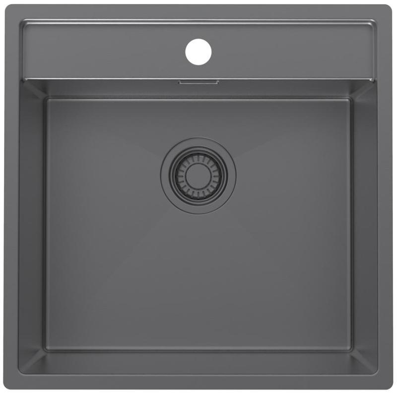 Pure.Sink Luxion Gun metal sink 51x50 cm Tapwing with tap hole PLX5150T-61