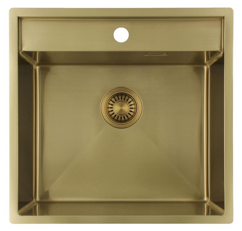 Pure.Sink Luxion Gold sink 51x50 cm Tapwing with tap hole PLX5150T-60