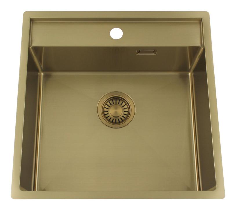 Pure.Sink Luxion Gold sink 51x50 cm Tapwing with tap hole PLX5150T-60