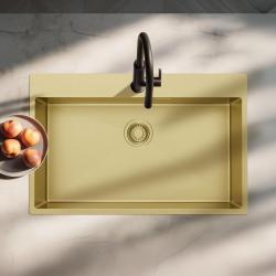 Pure.Sink Luxion Large Gold Sink 78x50 cm Tapwing with tap hole PLX7850T-60