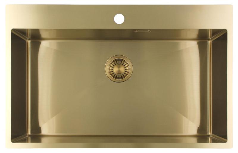 Pure.Sink Luxion Large gold sink 78x50 cm Tapwing with tap hole PLX7850T-60