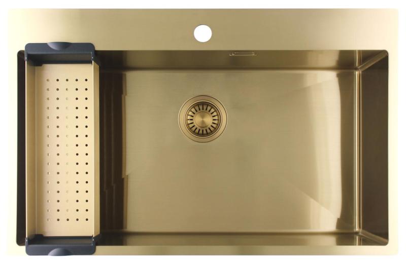 Pure.Sink Luxion Large gold sink 78x50 cm Tapwing with tap hole PLX7850T-60