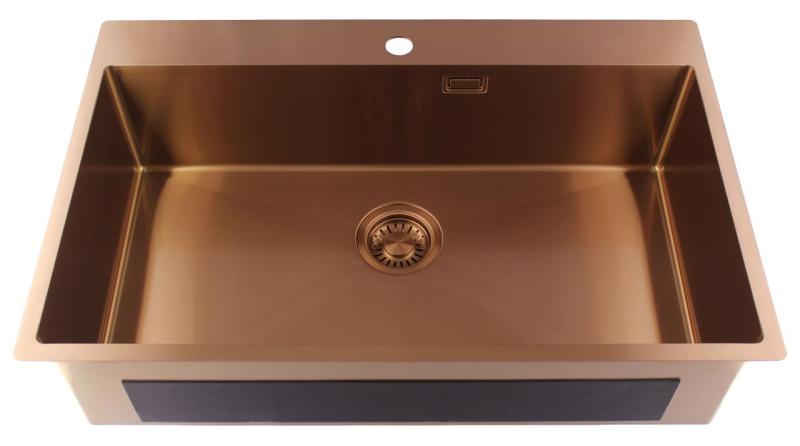 Pure.Sink Luxion Large copper sink 78x50 cm Tapwing with tap hole PLX7850T-62