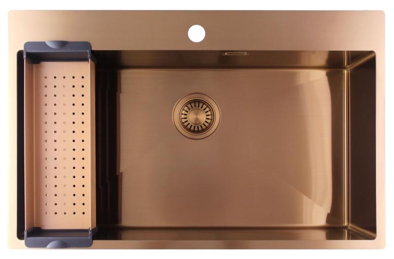 Pure.Sink Luxion Large copper sink 78x50 cm Tapwing with tap hole PLX7850T-62