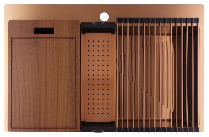 Pure.Sink Luxion Large copper sink 78x50 cm Tapwing with tap hole PLX7850T-62