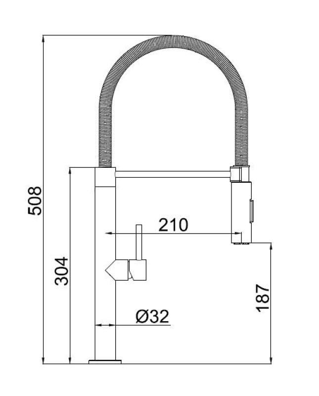 Pure.Sink Luxion solid stainless steel kitchen faucet with flexible spout and 2 spray modes PLXFLEX-02