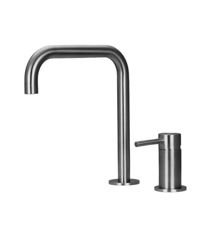 Pure.Sink Luxion 2-hole solid stainless steel kitchen faucet with U spout PLX2HU-02