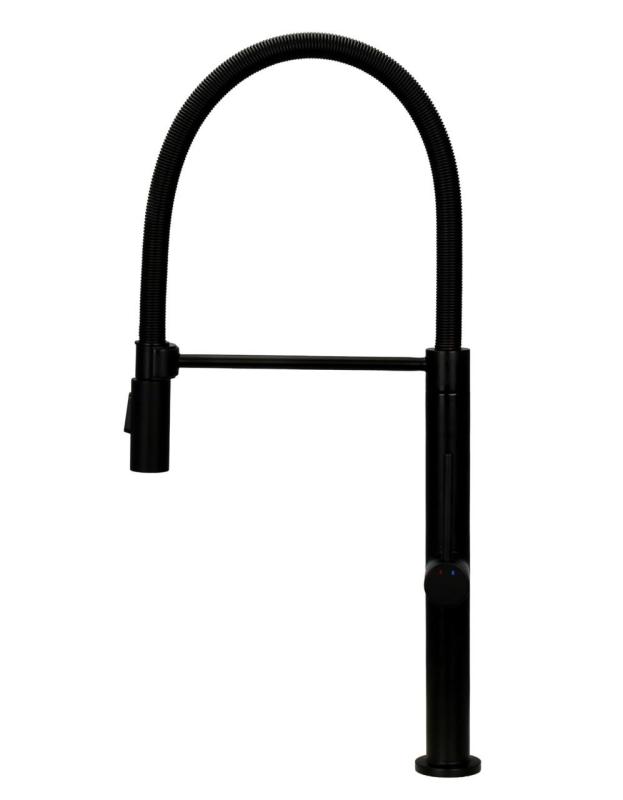 Pure.Sink Luxion Matt black professional kitchen faucet with flexible spout and 2 spray modes PLXFLEX-10