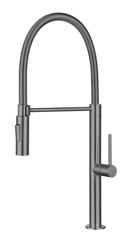Pure.Sink Luxion Gun metal professional kitchen faucet with flexible spout and 2 spray modes PLXFLEX-61