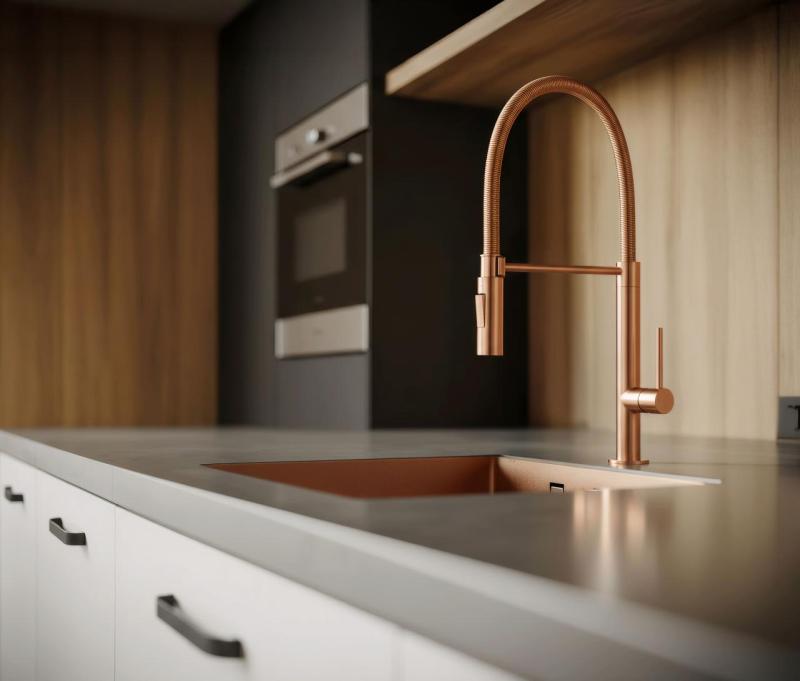 Pure.Sink Luxion Copper kitchen faucet with flexible spout and 2 spray modes PLXFLEX-62