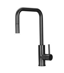 Pure.Sink Luxion Gun metal kitchen faucet square with pull-out spout PLXSQUA-61