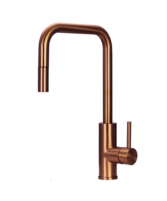 Pure.Sink Luxion Copper kitchen faucet square with pull-out spout PLXSQUA-62