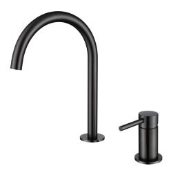 Pure.Sink Luxion 2-hole Matte Black kitchen faucet with round spout PLX2HR-10