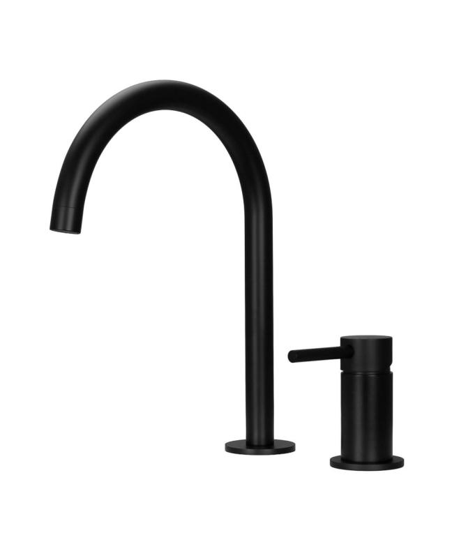 Pure.Sink Luxion 2-hole Matte Black Kitchen Faucet with Round Spout PLX2HR-10
