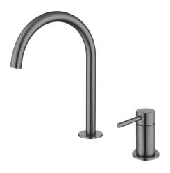 Pure.Sink Luxion 2-hole Gun metal kitchen faucet with round spout PLX2HR-61